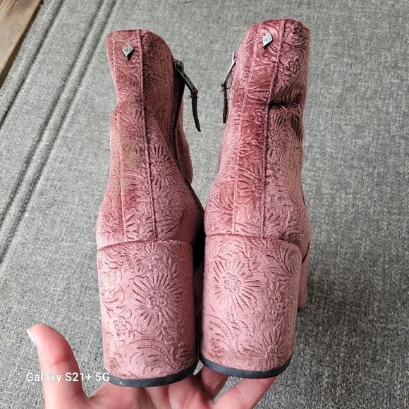 Sam Edelman pink velvet embossed floral print womens size 8 - Picture 3 of 11